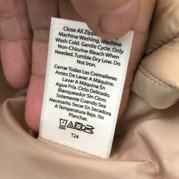 Time & Tru Women's Puffer Jacket Medium (8-10) Quilted Beige Full Zip Winter - Picture 7 of 9
